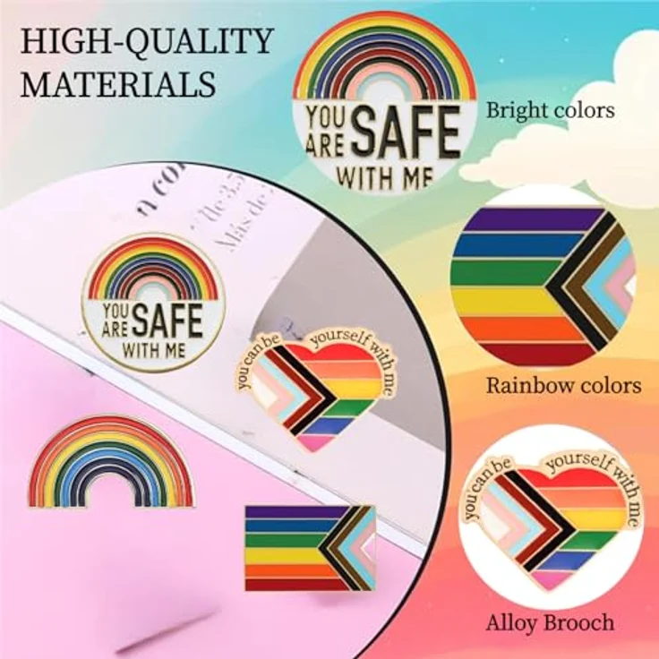 VVQWCY 4 Stück Pride Pins, LGBT Anstecker in Regenbogenfarben, langlebige Broschen für Rucksäcke und Hüte – Bild 2