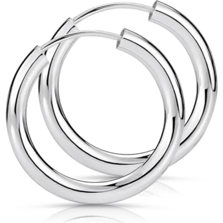 Materia Kleine Creolen Silber 925, 20mm runde Ohrringe für Damen und Herren, Steckverschluss, Made in Germany