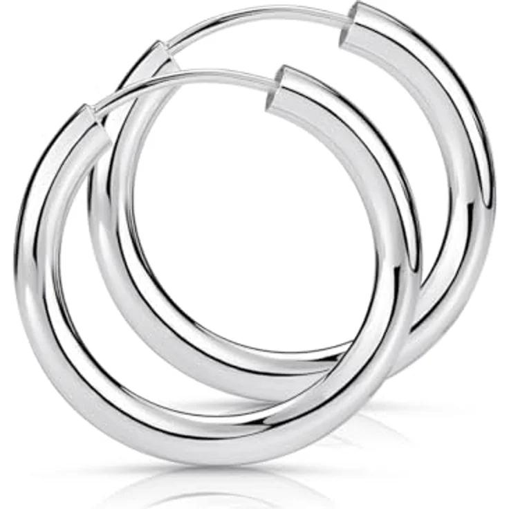 Materia Kleine Creolen Silber 925, 20mm runde Ohrringe für Damen und Herren, Steckverschluss, Made in Germany – Bild 1