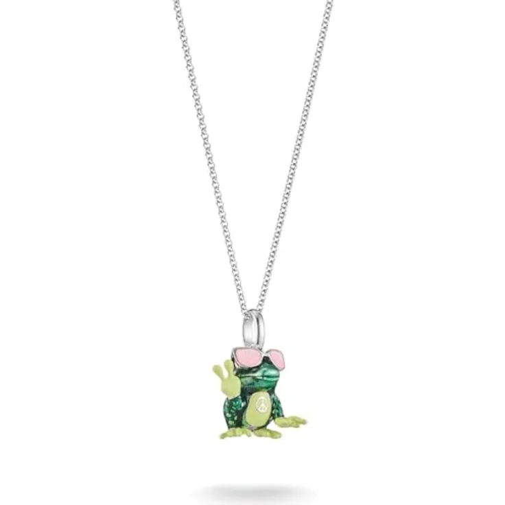 THOMAS SABO Damen-Halskette aus Silber mit Frosch-Anhänger und pinkfarbenem Zirkonia, One Size