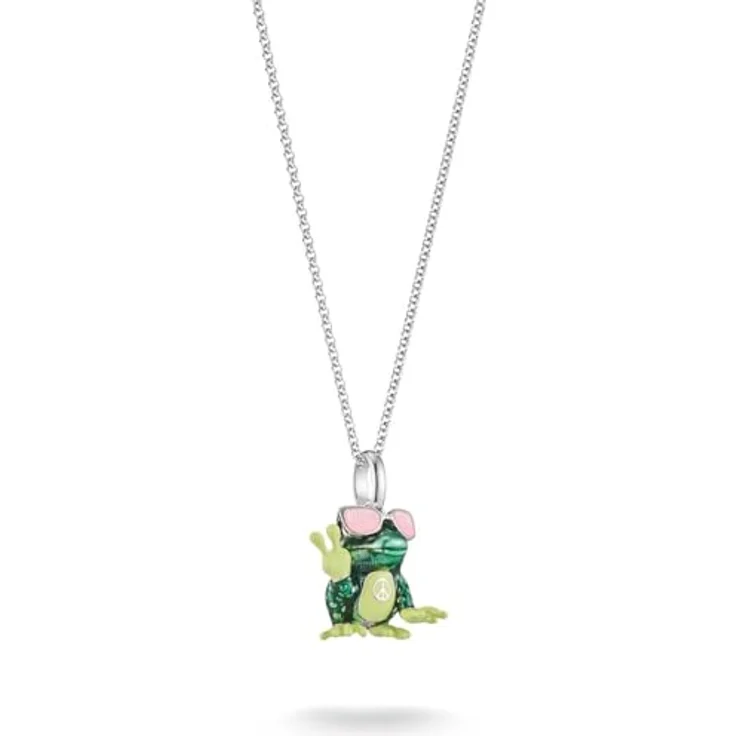 THOMAS SABO Damen-Halskette aus Silber mit Frosch-Anhänger und pinkfarbenem Zirkonia, One Size – Bild 1