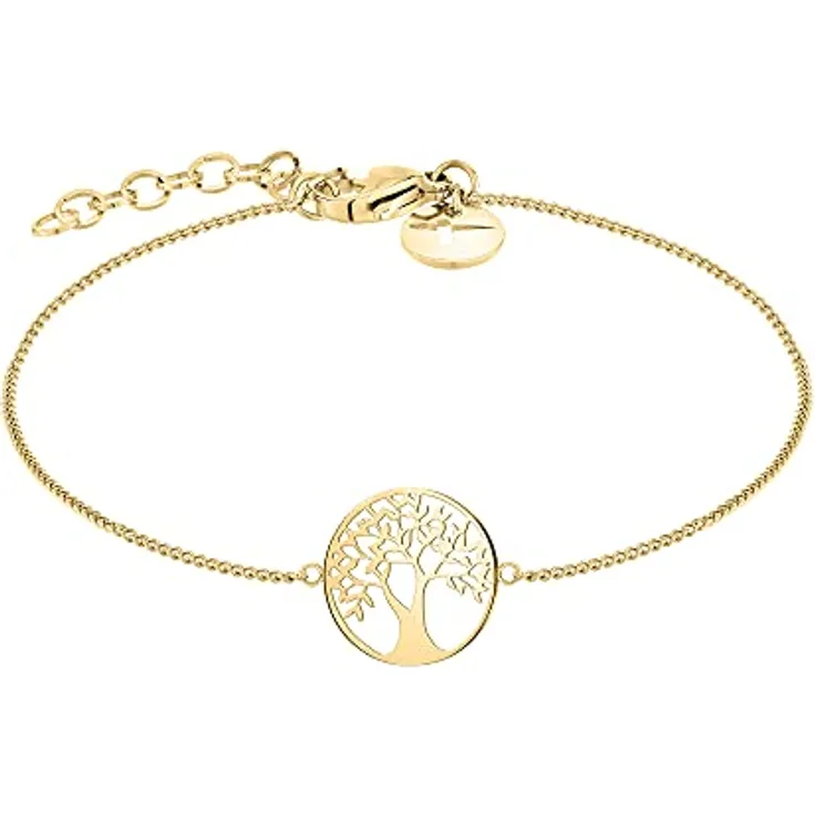 Tamaris Armband TJ-0093-B-21, Edelstahl IP Gold mit Lebensbaum Anhänger, verstellbar 17-21 cm