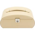 Friedrich|23 Schmuckkoffer Cordoba, beiger Echtleder, abschließbar, mit Spiegel, 30,5 x 18,5 x 14,5 cm, inkl. Ohrringleisten und Uhrenkissen