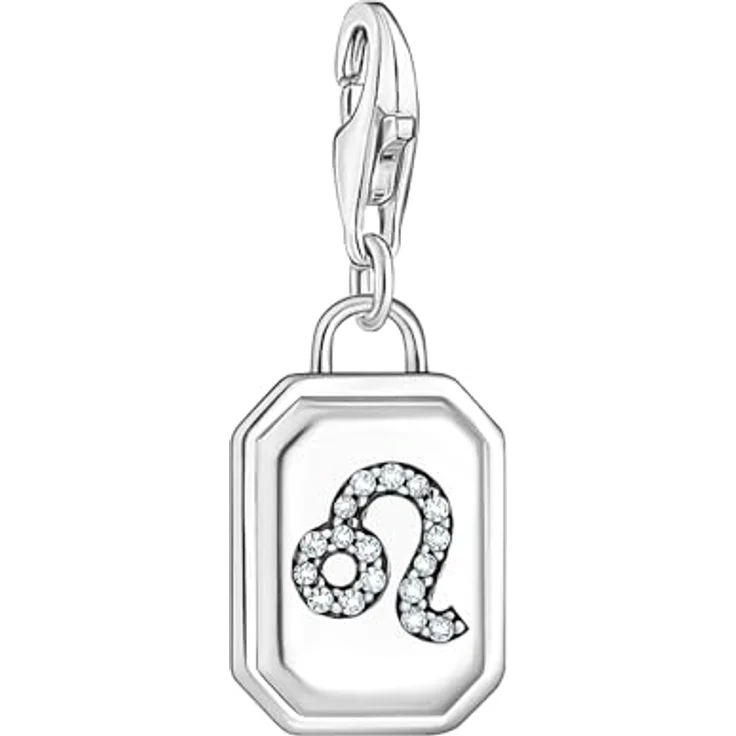 THOMAS SABO Charm-Anhänger Sternzeichen Löwe, 925er Sterlingsilber geschwärzt mit Steinen – Bild 1