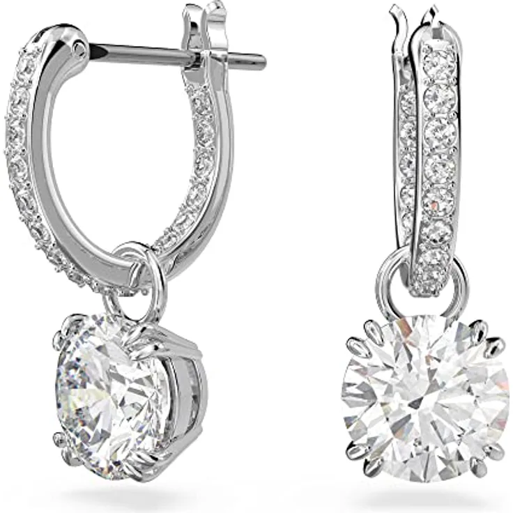 Swarovski Stilla Ohrhänger, Rhodinierte Ohrstecker mit Kristall-Pavé und Elegantem Design