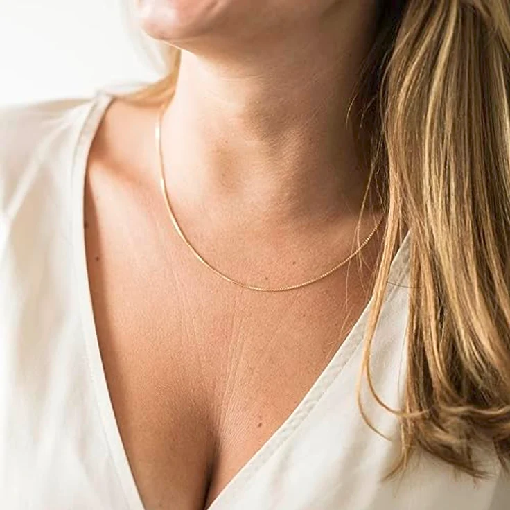 Materia Goldkette Damen Venezianer 60cm, vergoldet aus 925 Sterling Silber, Karabinerverschluss – Bild 2