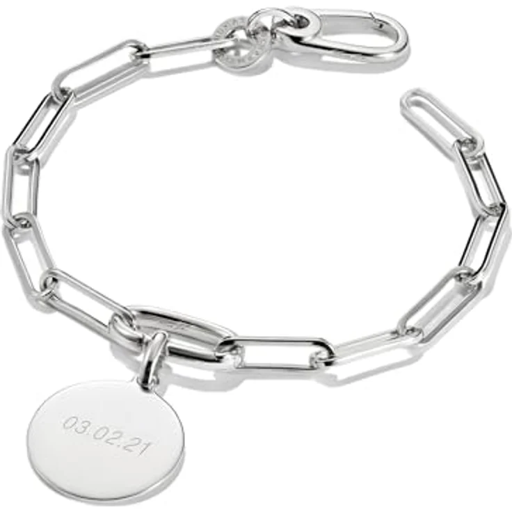 THOMAS SABO Charm-Armband Charm Club Connect: Paperclip, recyceltes Silber 925 mit Connect Link und Karabinerverschluss – Bild 2