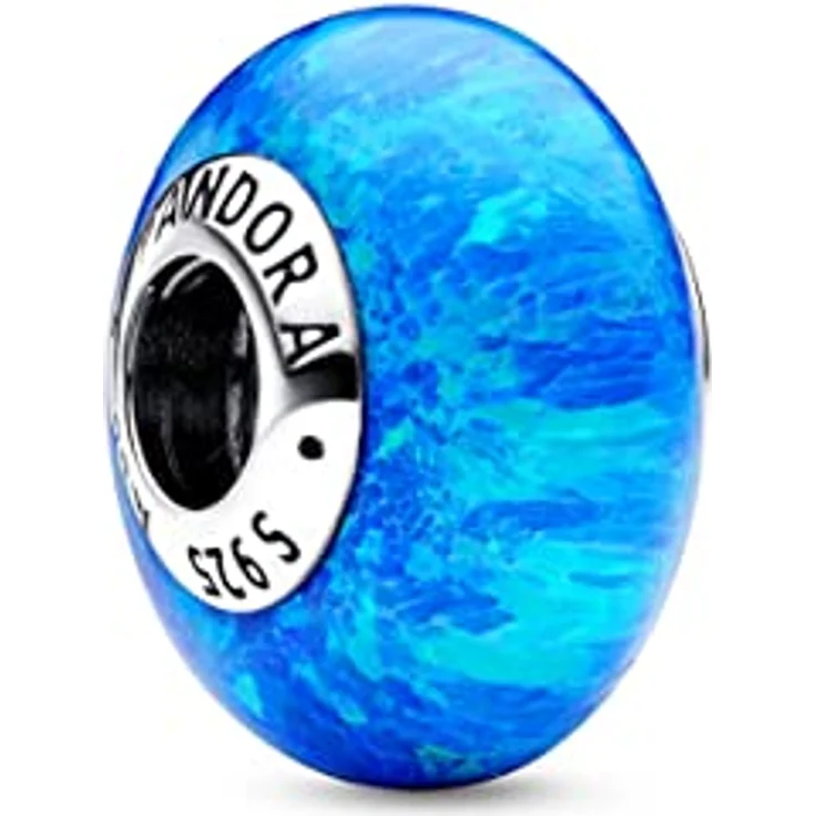 Pandora 791691C02 Bead-Charm Opalisierendes Ozeanblau aus synthetischem Opal in 925 Sterlingsilber, Größe 14 x 8 mm – Bild 4