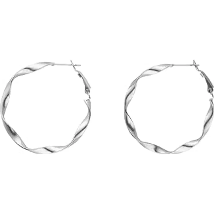 PURELEI® Ke Kai Ohrringe, Wasserfeste Silberne Creolen aus Edelstahl, Gedrehtes Design, 42mm Durchmesser, Geschenk für Frauen