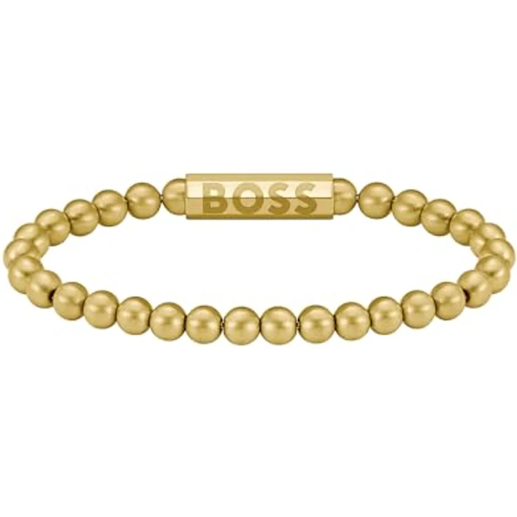 BOSS Jewelry SPHERE Armband für Herren, gelbgoldene Perlen aus gebürstetem Edelstahl, Größe M mit magnetischem Verschluss - 1580666M – Bild 3