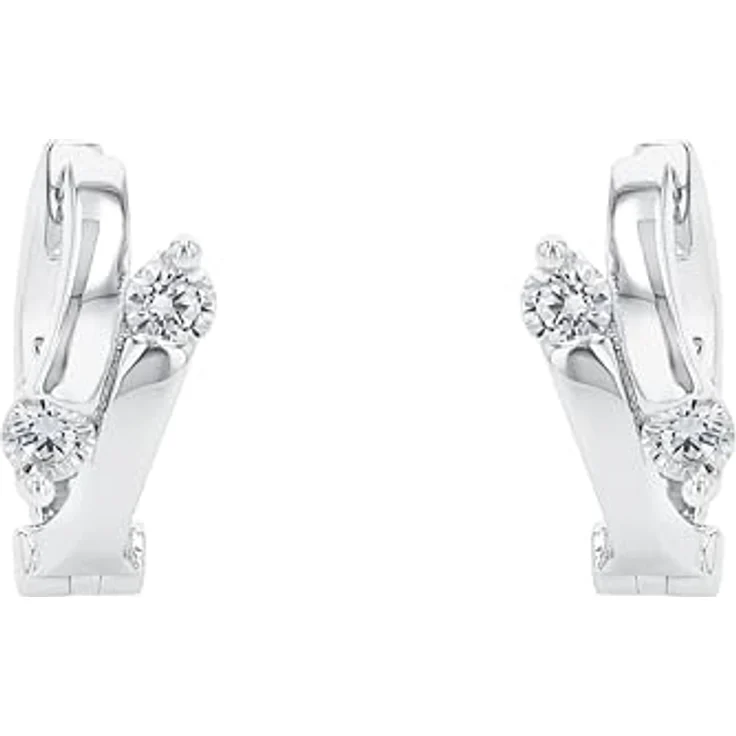 Amor Creole für Damen, elegante 1,2 cm Ohrringe aus rhodiniertem Sterling Silber 925 mit weißen Zirkonia – Bild 4