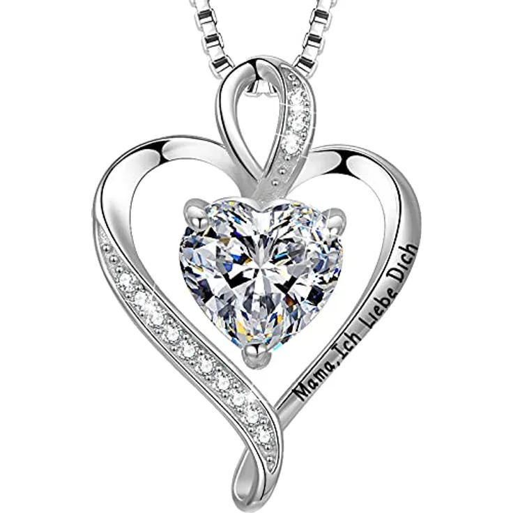 LAVUMO Herz Halskette Damen 925 Silber, I love you Schmuck mit Unendlichkeitssymbol, personalisiert mit Gravur und Geburtsstein-Optionen, Geschenkbox in Rose