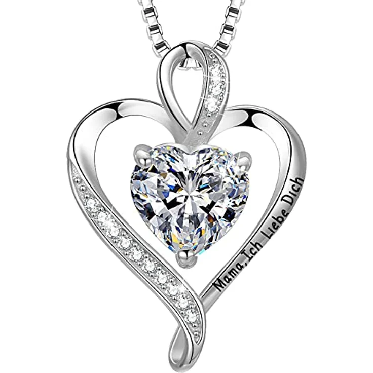 LAVUMO Herz Halskette Damen 925 Silber, I love you Schmuck mit Unendlichkeitssymbol, personalisiert mit Gravur und Geburtsstein-Optionen, Geschenkbox in Rose – Bild 1