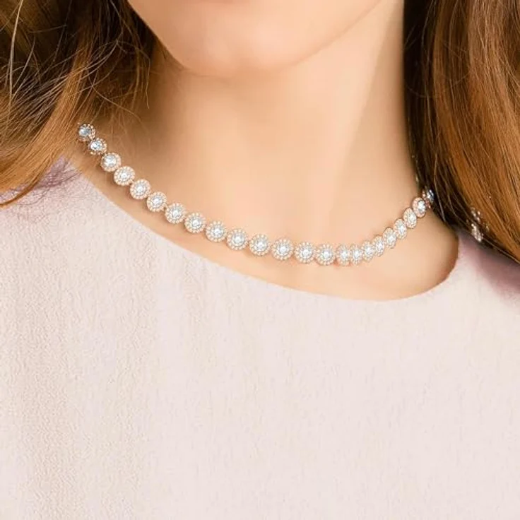 Swarovski Una Angelic Halskette, Rund, Weiss, Roségold-Legierungsschicht, mit Kristallpavé für besondere Anlässe – Bild 4