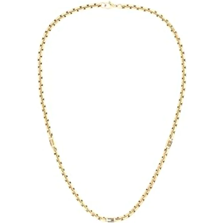 Tommy Hilfiger Gliederhalskette für Herren, Edelstahl mit Gelbgold-Beschichtung, 56 cm Länge, 4,5 mm Breite, Karabiner-Verschluss, 3D-Flaggensteg mit Emaille – Bild 1