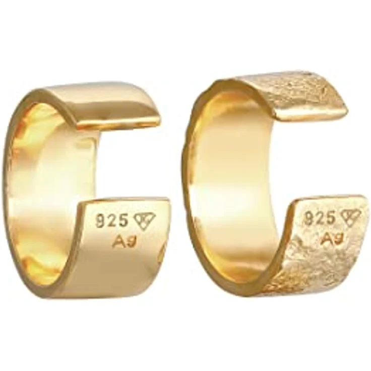 Elli Ohrringe Earcuff Set Breit Basic Gehämmert, 925 Sterling Silber, anlaufgeschützt, handgefertigt – Bild 4