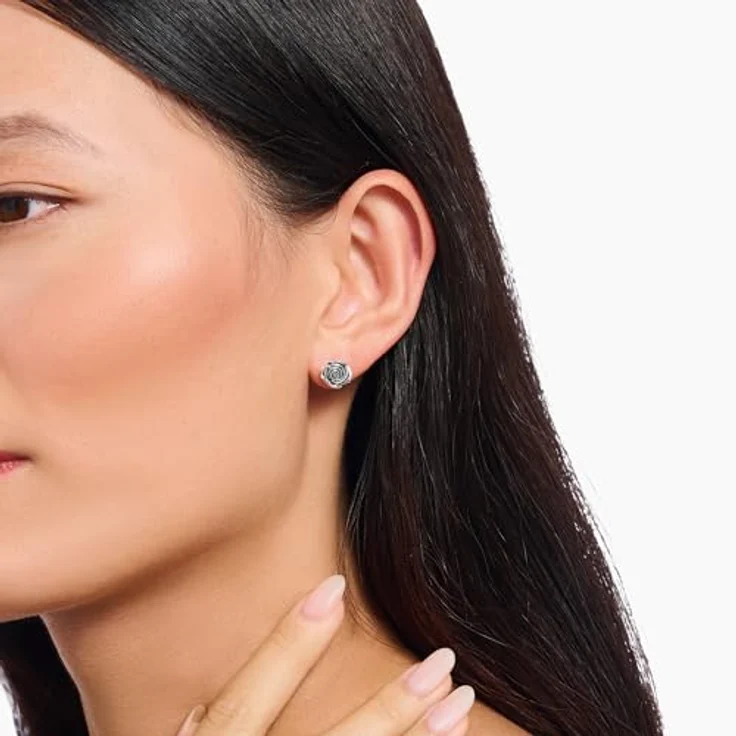 THOMAS SABO Paar Ohrstecker Midnight Rose, geschwärztes Silber 925 in Rosendesign – Bild 3