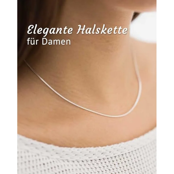 Materia Venezianerkette Silber 925, diamantiert, 1mm Damen-Halskette in 40 cm mit Anlaufschutz – Bild 2