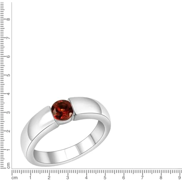 Jamelli Damen Ring 925/- Sterling Silber Glänzend mit Echten Granat, Silbergrau, Anlaufgeschützt – Bild 2