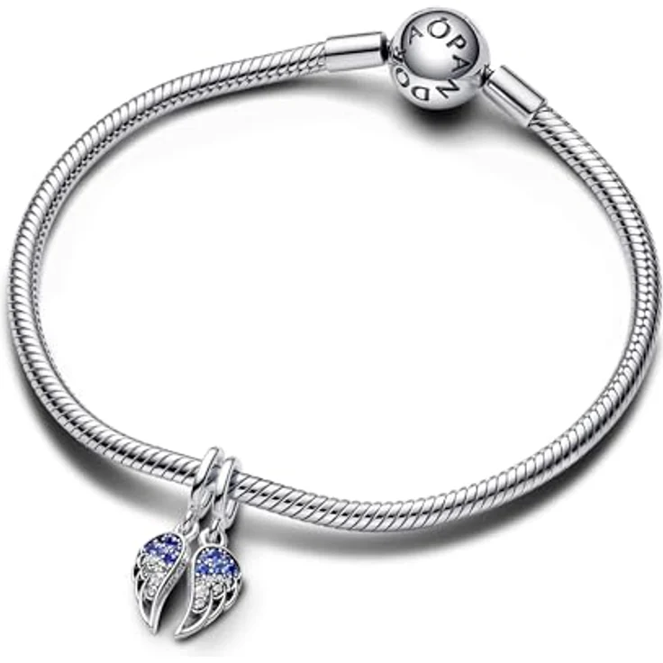 PANDORA Moments Funkelnder Teilbarer Engelsflügel Charm-Anhänger, Sterling Silber mit Zirkonia, graviert "I’ll always be there", kompatibel mit Moments Armbändern, 792821C01 – Bild 3