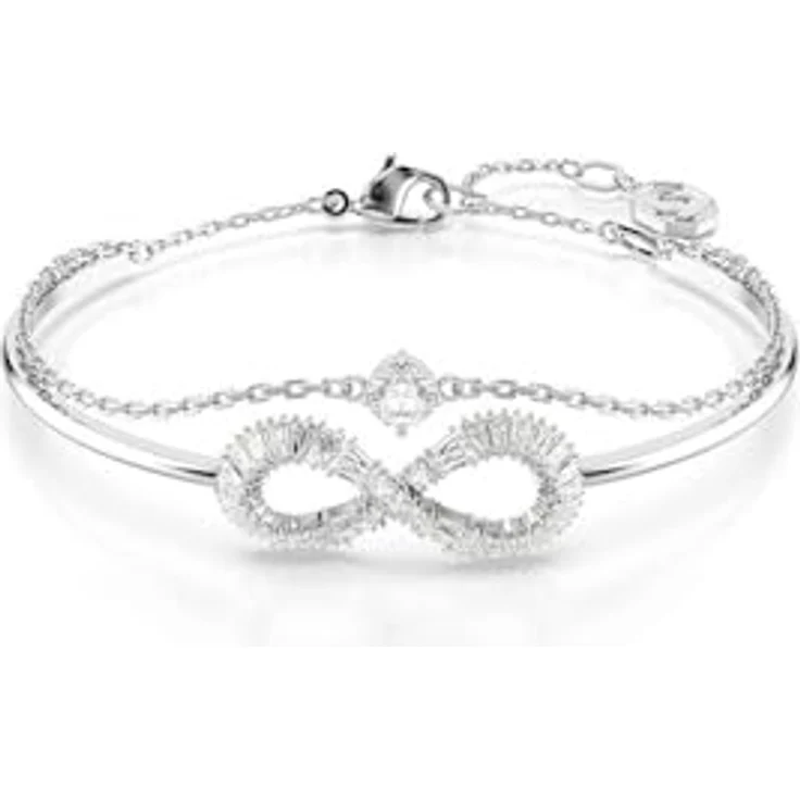 Swarovski Hyperbola Armreif, rhodinierter Damenarmreif mit Unendlichkeitssymbol und Swarovski Zirconia, klar – Bild 4