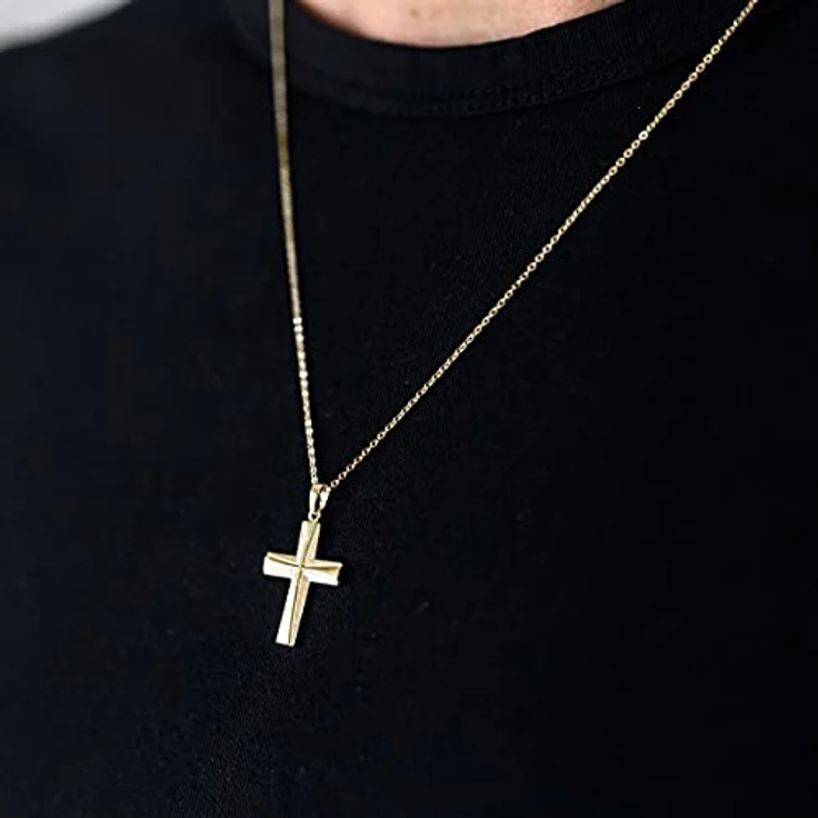 MATERIA Gold Kettenanhänger Kreuz, 925 Silber vergoldet, hochglanzpoliert, 17 x 30 mm, Damen und Herren Anhänger – Bild 3