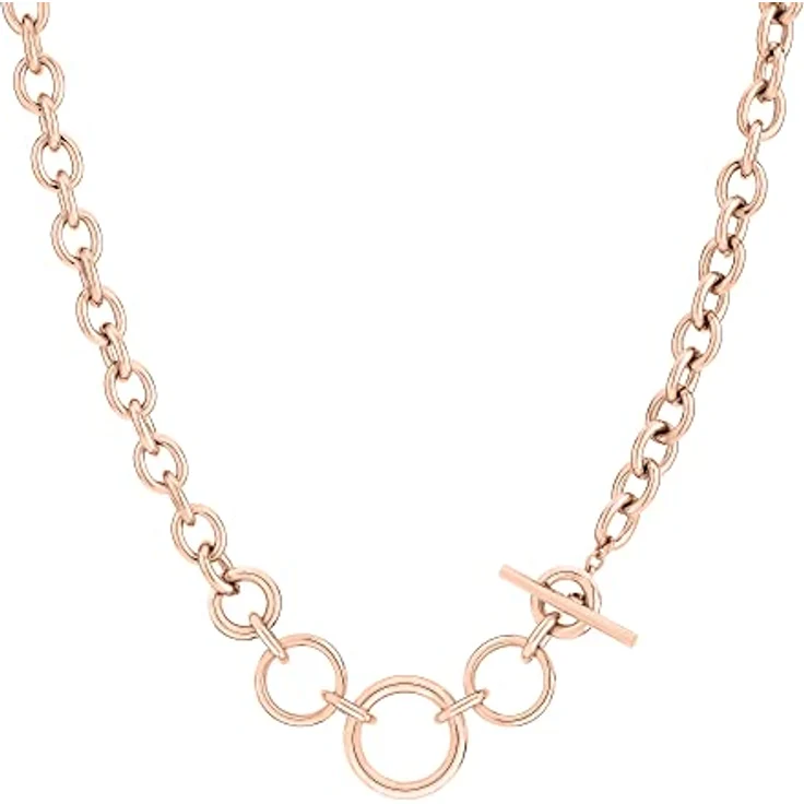 Tamaris Halskette TJ-0207-N-45, Chunky Gliederkette aus Edelstahl IP Roségold, 45 cm, T-Bar Verschluss – Bild 2