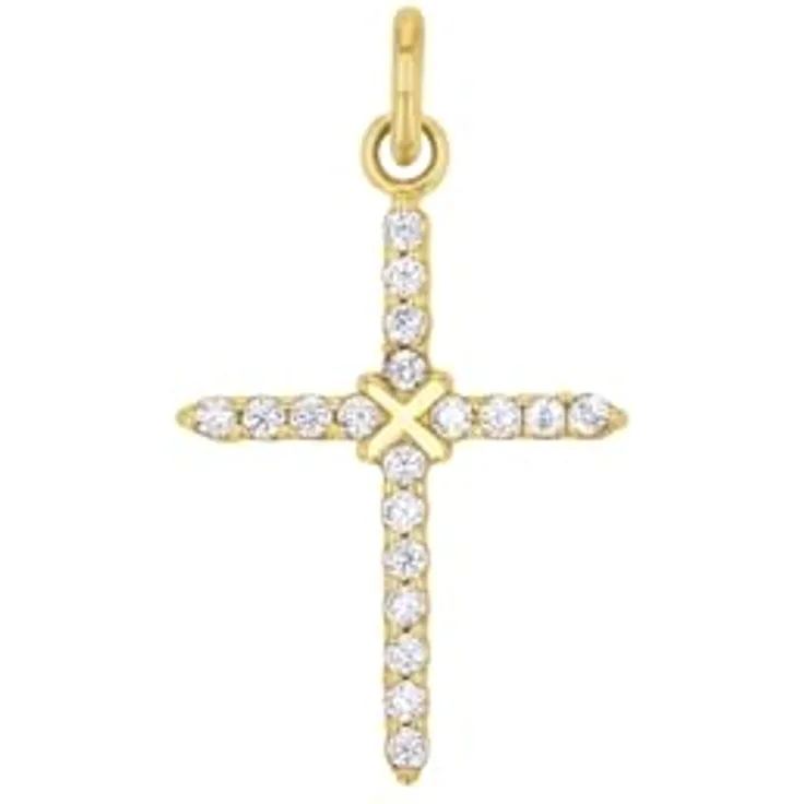 Amor Damen Kettenanhänger "Kreuz", 25 mm, mit synthetischen Zirkonia, Gold, in Schmuck Geschenk Box