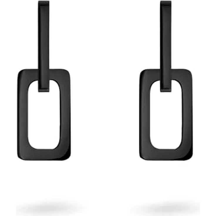 Liebeskind Berlin Damen Ohrringe, Edelstahl IP Schwarz poliert mit Schanierverschluss, 3 cm, moderne Link-Chain Details – Bild 3