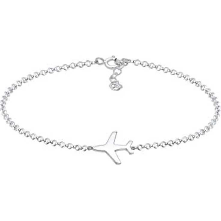 Elli Armband Damen Flugzeug Travel Reise, 925 Sterling Silber, filigranes Design, handgefertigt