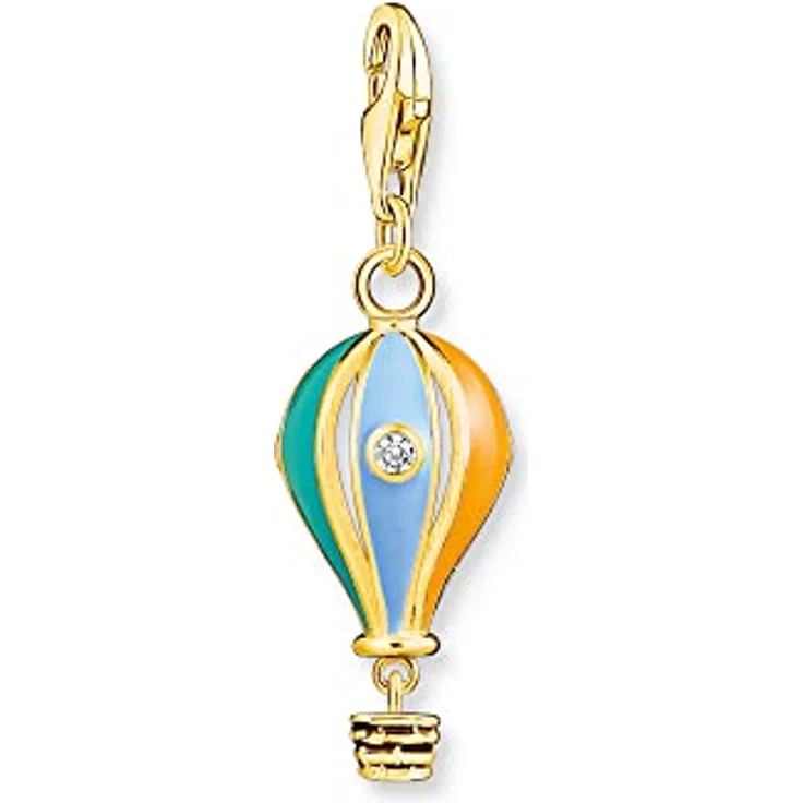 THOMAS SABO Charm-Anhänger bunter Heißluftballon aus 18 Karat vergoldetem Silber, 925er Sterlingsilber, Modell 1922-565-7 – Bild 1