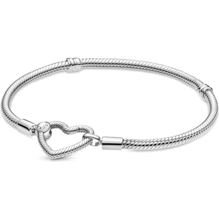 PANDORA Moments Armband "Herzverschluss" silber, 17 cm, Sterling-Silber mit Schlangen-Gliederarmbanddesign für bis zu 25 Charms – Bild 1