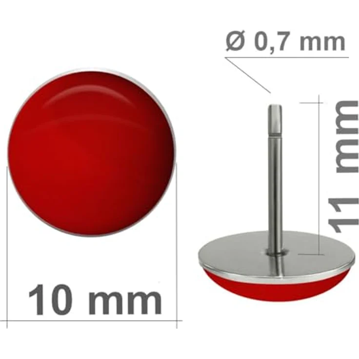 Soul-Cats Runde Ohrstecker Ohrringe, Edelstahl glänzend, 10mm, rot, für Frauen und Mädchen – Bild 3