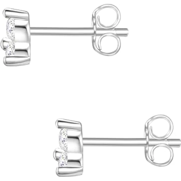 Glanzstücke München Damen Ohrstecker 925/- Sterling Silber rhodiniert mit weißen Zirkonia, filigranes Blumendesign – Bild 2