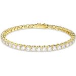 Swarovski Matrix Tennis Armband, Rundschliff, Weiß, Goldlegierungsschicht