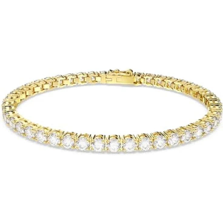 Swarovski Matrix Tennis Armband, Rundschliff, Weiß, Goldlegierungsschicht – Bild 1