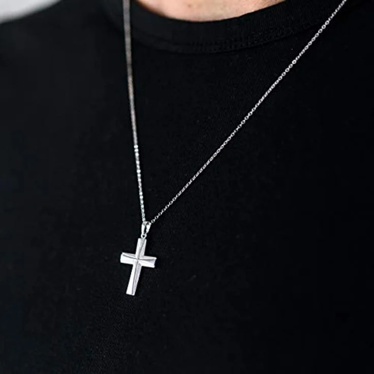 Materia Kreuz Anhänger Herren Silber 925 echt, rhodiniert und hochglanzpoliert, 17 x 30mm – Bild 3