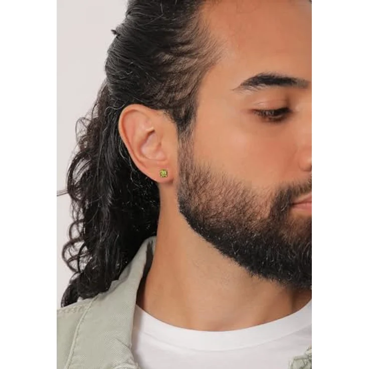 Kuzzoi Herren Ohrringe Ohrstecker Rund (6 mm) mit grünen Zirkonia aus 925 Sterling Silber, zeitloser Ohrschmuck für den Mann – Bild 5