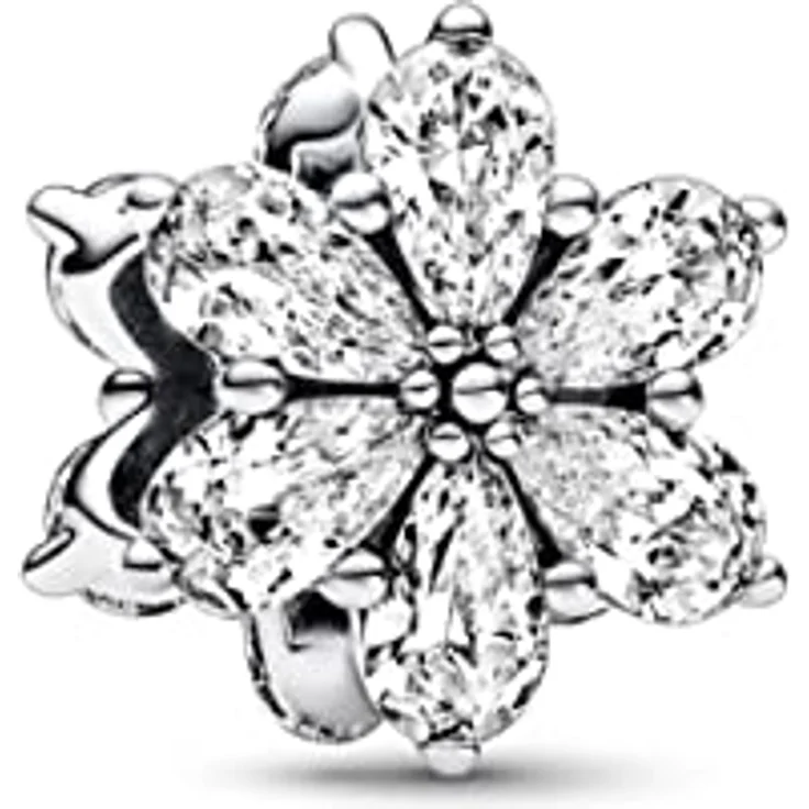 Pandora Charm Blume 792623C01, Zirkonia in Tropfenform, Sterling Silber, 12,1 mm x 10,7 mm x 10,4 mm, Herbarium – Bild 1