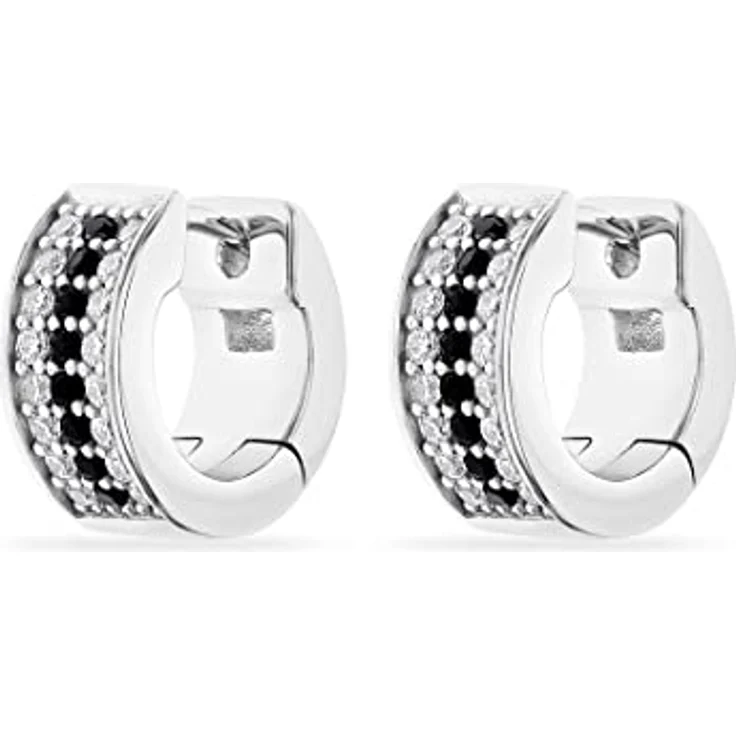JETTE Damen-Creolen 925er Silber mit 32 Zirkonia, Durchmesser 12 mm, One Size – Bild 1