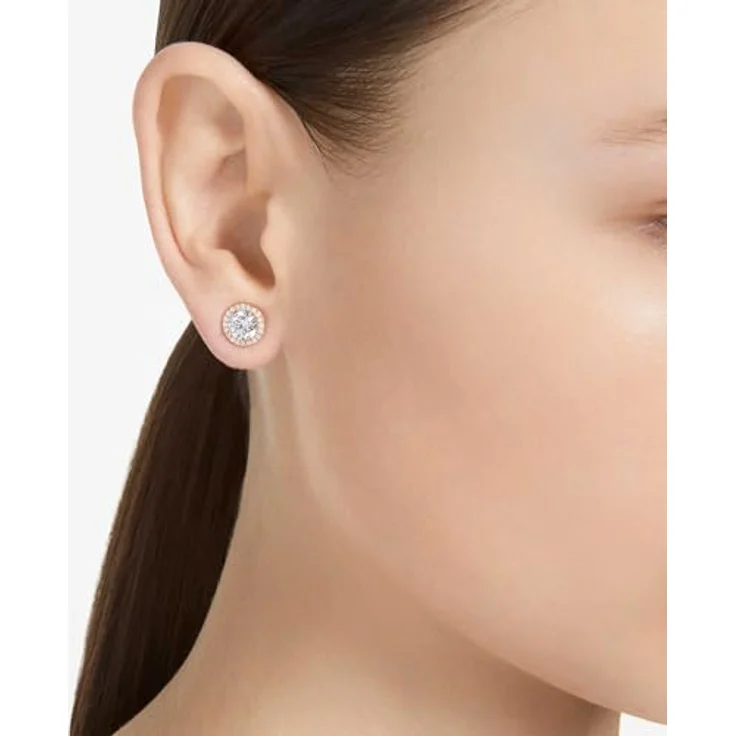 Swarovski Ohrstecker Una Angelic 5636275, roségoldene Ohrringe mit weißen Swarovski-Kristallen, 0,9 cm Länge – Bild 4