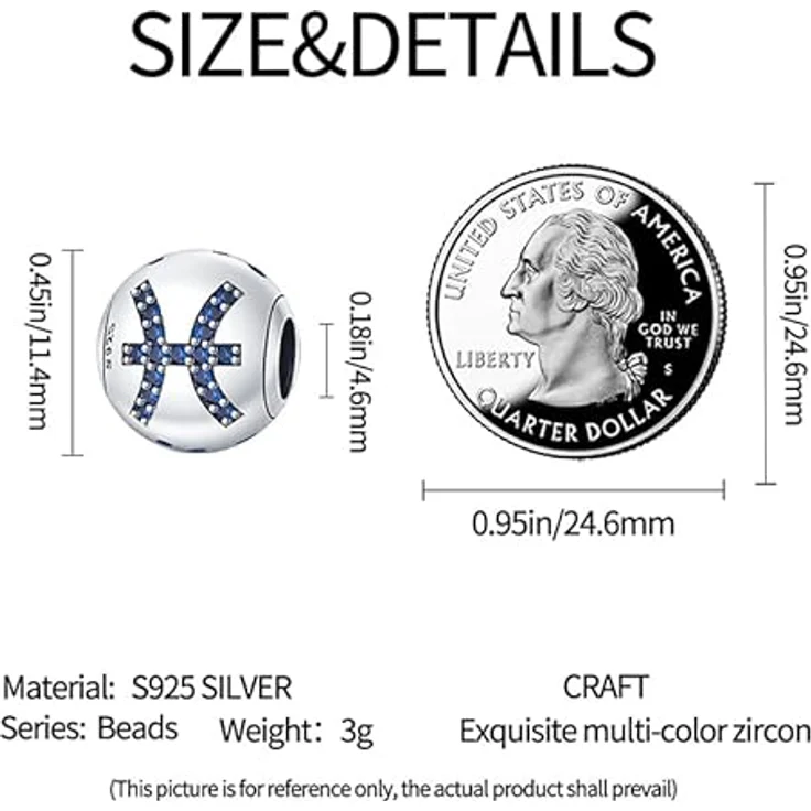 Pandach Damen Charm Anhänger Sternzeichen, 925 Sterling Silber mit Zirkonia, kompatibel mit Pandora Armbändern und Halsketten, 12 Sternbilder Charms für Frauen und Mädchen – Bild 5