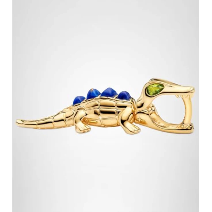 Pandora Charm-Einhänger 764624C01, Alligator, vergoldet mit Lapislazuli und grünem Kristall – Bild 6