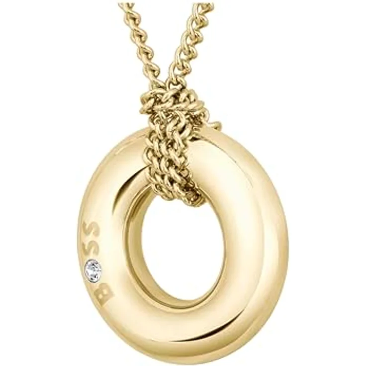 BOSS LIVE Halskette für Damen, Gelbgold mit Charm und BOSS-Logo, 457 mm + 50 mm Verlängerung – Bild 2