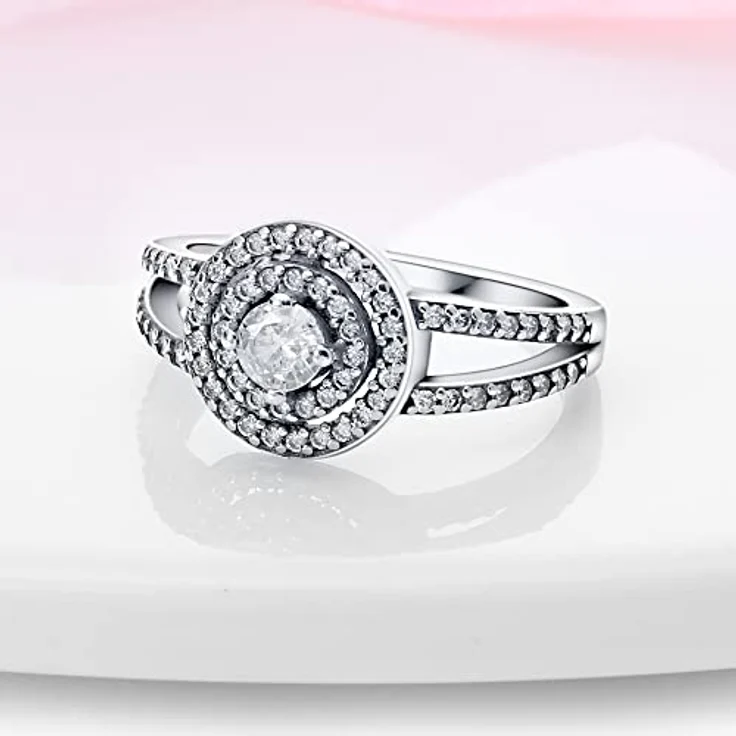 KUNSIR 925 Sterling Silber Damenring, Liebesknoten Design mit Zirkonia, Retro Vintage Stil, Größe R1 – Bild 5