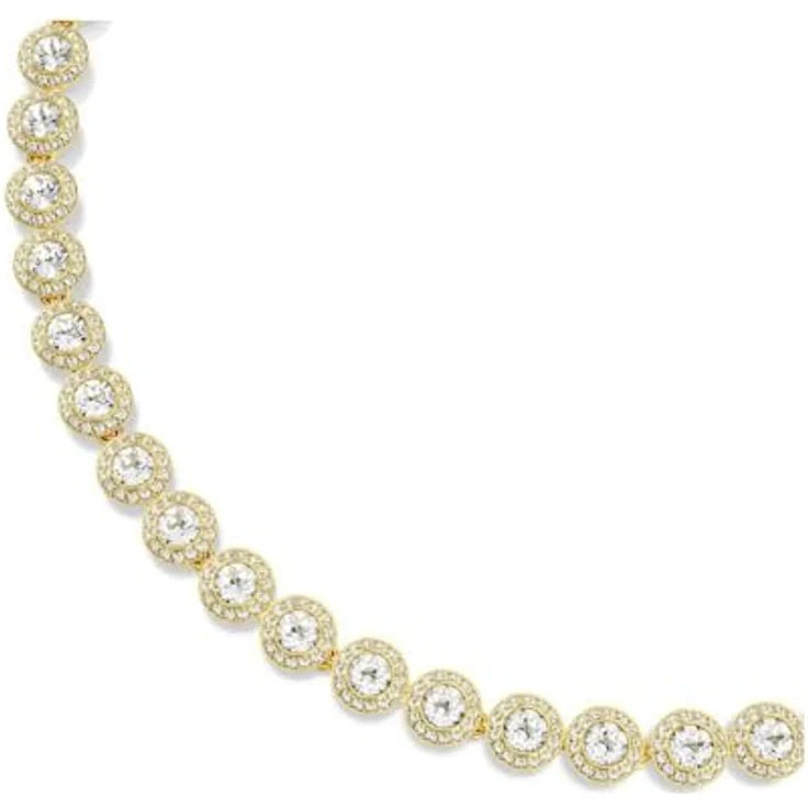 Swarovski Una Angelic Tennis Halskette, Weiße, Vergoldete Damenhalskette mit Rundum Strahlenden Kristallen, 38-41 cm Länge – Bild 4