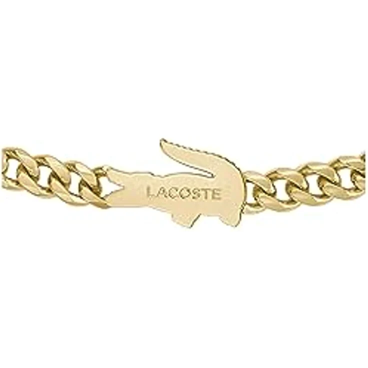 Lacoste ARTHOR Gliederarmband für Herren, Edelstahl mit Gelbgoldener IP-Beschichtung, 19 cm, Karabinerverschluss, Krokodil-Logo mit Emaille – Bild 3