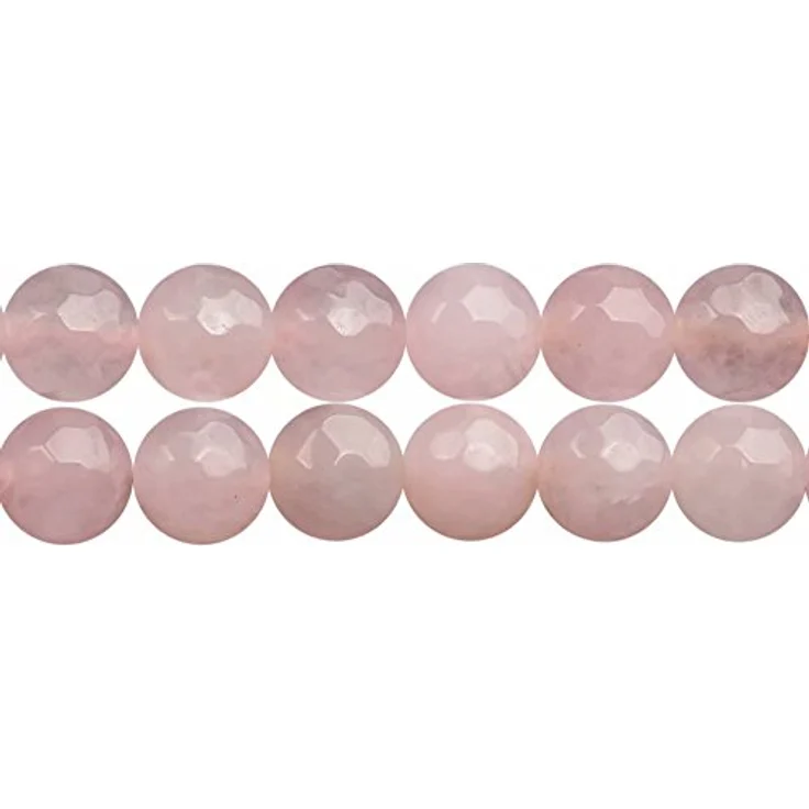 SKYBEADS Rosenquarz Facettierte Perlen 4mm zum Auffädeln, 38cm Strang mit ca. 90 Stück, Edelstein in pink – Bild 1