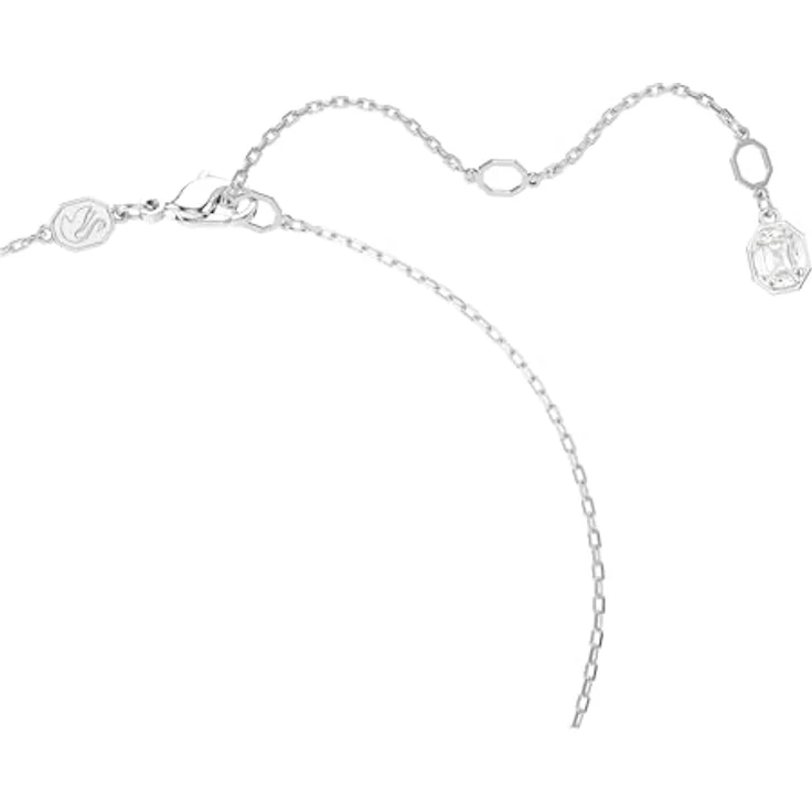 Swarovski Constella Halskette, Weiße Rhodinierte Damenhalskette mit Kreisanhänger und Strahlenden Kristallen im Rundschliff – Bild 3