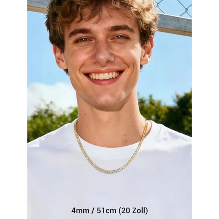 PROSTEEL Herren Halskette Figaro Kette Edelstahl Gold, Breite 4mm, Länge 66cm, Hypoallergen, Modernes Design für Männer – Bild 3